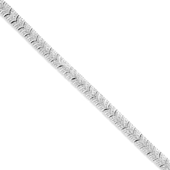 Sterling Silver 3.00 Cttw Diamond Chevron Link Bracelet (I2-I3 Clarity,
I-J Color) - Size 7"