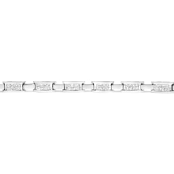 14K White Gold 2.0ctw Princess Cut Invisible Set Diamond Rectangular
Link Bracelet