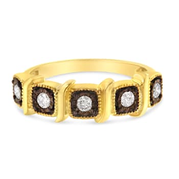 10K Yellow Gold Over Sterling Silver Miracle-Set Diamond Ring(1/4ctw,
J-K Color, I2-I3 Clarity)