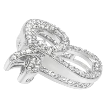 10K White Gold 1ctw Round Cut Diamond Heart and Bow Pendant w\chain
(G-H, SI1-SI2)