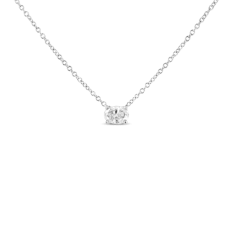 0.375ctw Oval Lab Grown Diamond 14K White Gold Solitaire Necklace