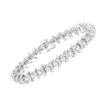 Sterling Silver 3.0ctw Diamond "S" Link Bracelet