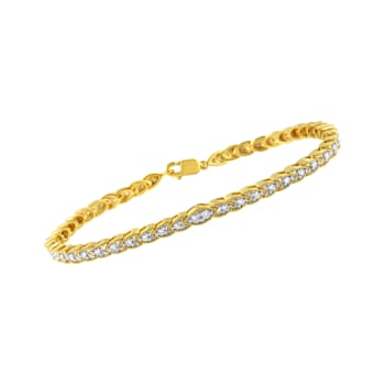 10K Yellow Gold Over Sterling Silver 1.0ctw Diamond Pear Shape Link Bracelet