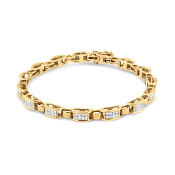14K Yellow Gold 2.50ctw Princess-Cut Diamond Link Tennis Bracelet