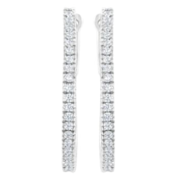 10K White Gold 1/2ctw Diamond Hoop Earrings