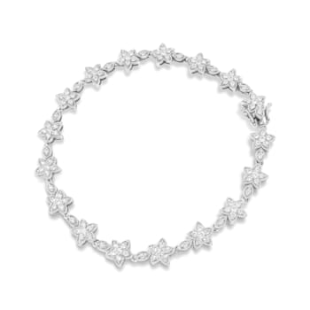 14K White Gold 1 1/5ctw Diamond Flower Blossom Link Bracelet (H-I Color,
SI1-SI2 Clarity) - Size 7"