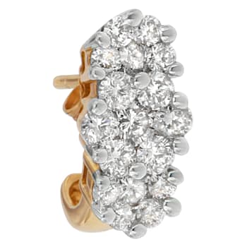 14K Yellow Gold 2.0ctw Round Cut Diamond Cluster Earrings