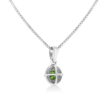 Sterling Silver 1/5ctw Green Diamond Solitaire 18" Pendant w\chain
(Green Color, I1-I2 Clarity)