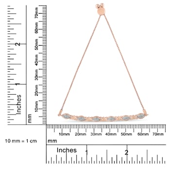 14K Rose Gold Over Sterling Diamond Accent Marquise Shape and Heart
Links Bolo - Adjustable 6" to 9"
