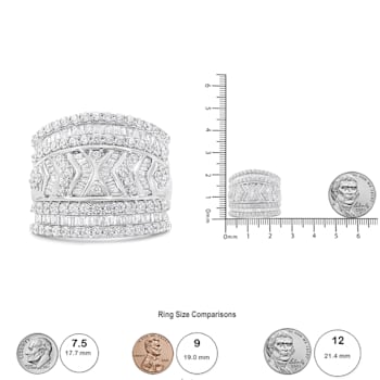Sterling Silver 2.0ctw Diamond Edge Multi-Row Ring Band ( J-K Color, I3 Clarity)