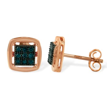 10K Rose Gold Over Sterling Silver Rose Cut Treated Diamond Stud Earring .25ctw