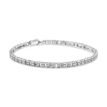 Sterling Silver 1ct. TDW Diamond-Encrusted Link Bracelet (I-J,I3) - 7"