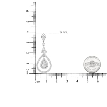 18K White Gold 1 1/4 Cttw Round Diamond Openwork Teardrop-Shaped Dangle Earrings