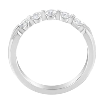 14K White Gold 1/2ctw Diamond 5-Stone Band Ring (H-I Clarity, SI2-I1 Color)