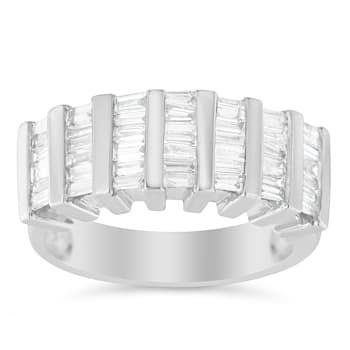 Sterling Silver 1.0ctw Baguette Diamond Channel Multi-Row Wedding Ring
(H-I Color, I1-I2 Clarity)