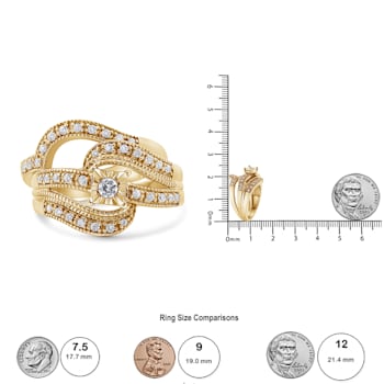 14K Yellow Gold Over Sterling Silver 1/3ctw Diamond Crisscross
Engagement Bridal Set