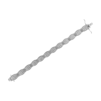Sterling Silver 3.0ctw Prong Set Diamond Art Deco Style Tennis Bracelet
(I-J Color, I2-I3 Clarity)