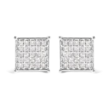 10K White Gold 3/4 Cttw Princess Diamond Composite Stud Earrings (I-J
Color, I1-I2 Clarity)