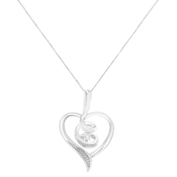 Diamond-Accented Swirl Open Heart 10K Gold Pendant Necklace with
18" Chain