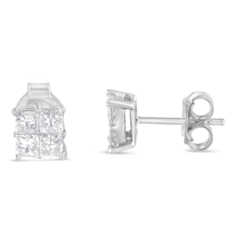 10K White Gold Diamond Stud Earrings 3/4ctw