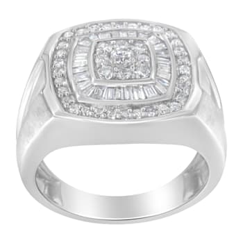 14K White Gold Men's Diamond Band Ring (1 cttw, H-I Color, SI1-SI2 Clarity)