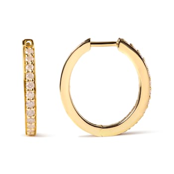 10K Yellow Gold 1/2 Cttw Round-Cut Diamond Hoop Earrings (I-J Color,
I2-I3 Clarity)