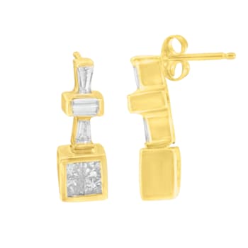 14K Yellow Gold 1/3ctw Diamond Hoop Earrings