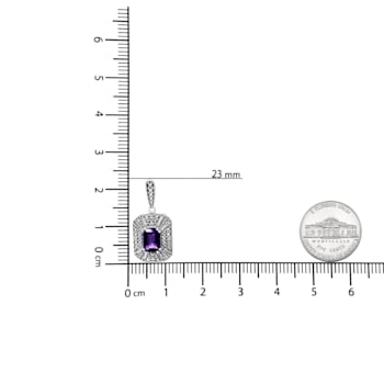 Sterling Silver Diamond Accent and 7x5mm Purple Amethyst Stud Earrings