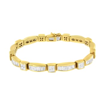 14K Yellow Gold 7.33ctw Multi--Cut Diamond Box Square Link Bracelet