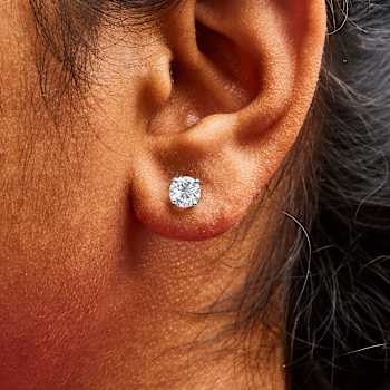 IGI Certified 14K White Gold 1 1/2 Cttw Round Diamond Solitaire Stud
Earrings with Screwbacks