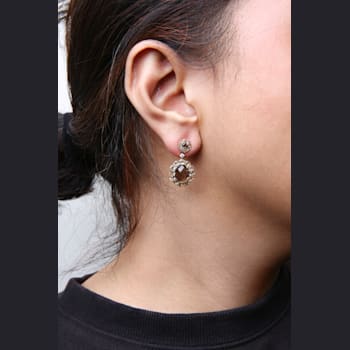 18K Rose Gold Round Lemon and Oval Smoky Quartz with Diamond Accent
Cluster Floral Dangle Earrings
