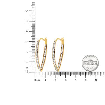 10K Yellow Gold 1/2ctw Round-Cut Diamond Modern Hoop Earrings