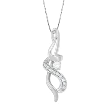 10K White Gold Espira 1/5ctw Round Cut Diamond Swirl Pendant With Chain
(J-K, I1-I2)