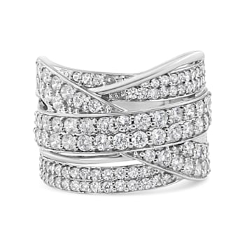 Sterling Silver 2.0ctw Round Diamond  Bypass Band Ring (I-J Color, I2-I3 Clarity)