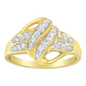 10K Yellow Gold Over Sterling Silver 1.0ctw Diamond Halo Floral Ring
(J-K Color, I2-I3 Clarity)