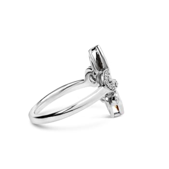 Sterling Silver Black Onyx and Yellow Citrine Marquise and Diamond
Accent Fleur De Lis Ring