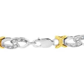 10k Yellow Gold Over Sterling Silver .25ctw Diamond Infinity and X Link Bracelet