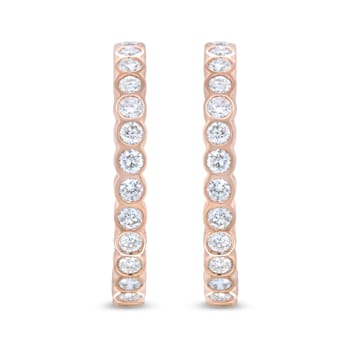 18K Rose Gold 1 Cttw Round Bezel-Set Diamond Hoop Earrings (F-G Color,
VS1-VS2 Clarity)