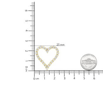 14K Yellow Gold Over Sterling Silver 2.0ctw Round Diamond Open Heart Necklace
