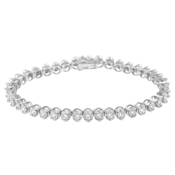 Sterling Silver 1ct TDW Diamond Link Bracelet (I-J, I3-Promo) - 7"