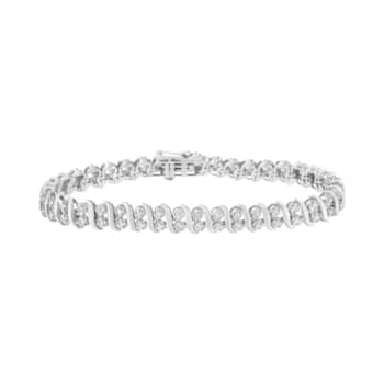 Sterling Silver 1.0ctw Double Row Miracle-Set Diamond Tennis Bracelet