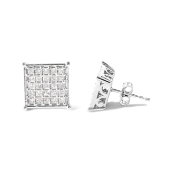 10K White Gold 3/4 Cttw Princess Diamond Composite Stud Earrings (I-J
Color, I1-I2 Clarity)