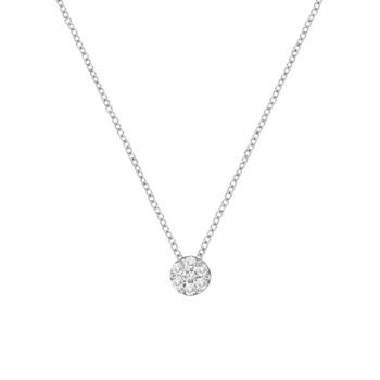 14K White Gold 1/4ctw Round Diamond Floral Cluster 18" Pendant
w\chain(H-I Color, SI2-I1 Clarity)