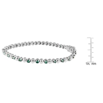 14K White Gold 3.0ctw Round-Cut Blue Diamonds Bracelet