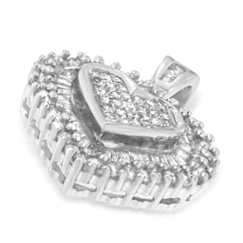 10K White Gold 1.0ctw Multi Cut Diamond Heart Pendant With Chain(H-I, I1-I2)
