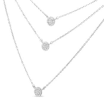 Sterling Silver 1/2ctw Round Diamond Medallion Multi-Strand 18"
Necklace (H-I Color, I2-I3 Clarity)
