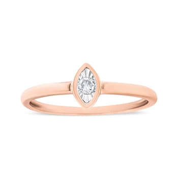 14K Rose Gold Over Sterling Silver 1/20ctw Miracle Set Diamond Ring (J-K
Color, I1-I2 Clarity)