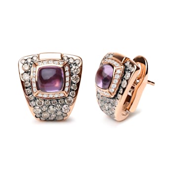 18K Rose Gold Cushion Amethyst with Brown and White Diamonds Cluster
Geometrical Statement Earrings