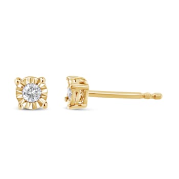 0.10ctw Round Brilliant-Cut Diamond 10K Yellow Gold Over Sterling Silver
Stud Earrings