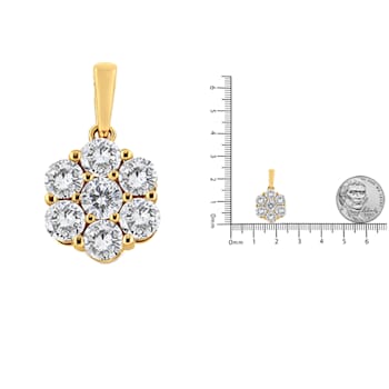 14K Yellow Gold 2.00ctw Brilliant Round-Cut Diamond 7 Stone Flower
Cluster 18" Pendant w\chain
